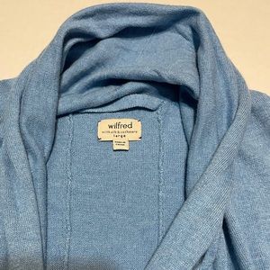 Wilfred Aritzia silk cashmere size L blue open front cardigan.